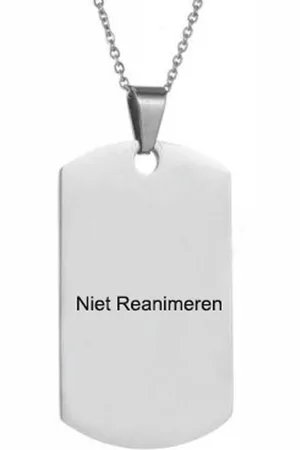 Amodi Gegraveerde Niet Reanimeren Ketting - Niet Reanimeren Penning - Do Not Resuscitate - Gegraveerd - Identiteitsplaatje - Dog Tag - Herkenningsplaatje - Roestvrij Staal - RVS - Verstelbaar