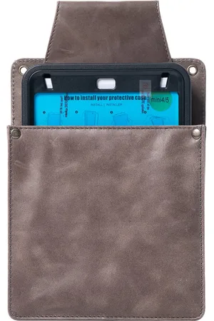 Holster - Horeca - Holster voor Mini Ipad 3/4/5 - Horeca IPad houder - Rundleder - Grijs - Holster kapper - Holster horeca - Holster scharen - Holster riem - Horeca holster - Kelner holster - Horeca houder - iPad houder - Horeca riem