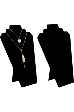 Merkloos Zwart Fluwelen Sieraden Ketting Display Stand - 31cm Hoogte - 3D Buste Mannequin Model - Ketting Display Houder - Sieraden Ketting Organizer - Sieraden Hanger Opbergrek - Voor Shows