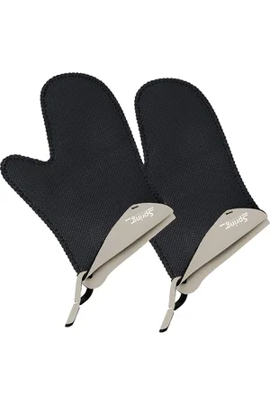 Merkloos Grips Ovenhandschoenen, hittebestendig, neopreen, -40 tot 250 °C, antislip, universele maat, 23 x 15 cm, zwart, , pannenhandschoenen set