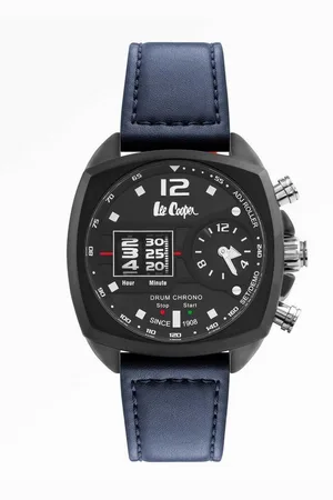 Lee LC07004.659 - Horloge - Analoog - Mannen - Heren - leren band - Blauw - Zwart