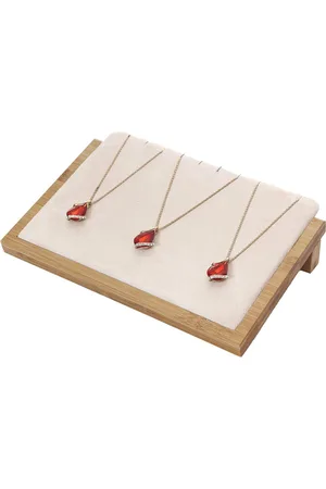 Merkloos Sieraden Display Stand Showcase voor hanger ketting - Bamboe - 2-L beige