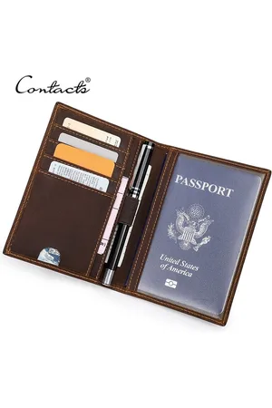 Contacts Leren luxe paspoorthoes leer - portefeuille heren - mannen cadeautjes cadeau voor man - portemonnee heren pasjes houder - Top kwaliteit Leer