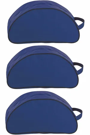 Merkloos 3x stuks donkerblauwe schoenentas 8 liter 35 x 17 x 14 cm - Reis opbergtas voor een paar schoenen