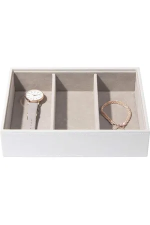 Merkloos Middelgrote juwelendoos horloge-accessoires opbergbox witte klassieke laag