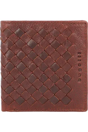 Bugatti Leren Portemonnee Woven Small Upright Wallet Bruine