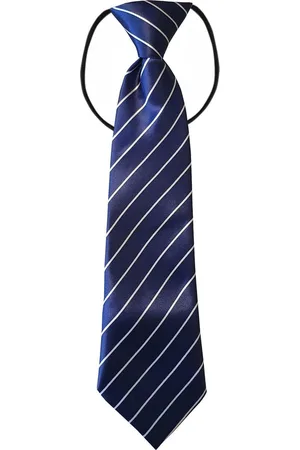 Fako Fashion Kinderstropdas - Kinder Stropdas - Jongens Stropdas - Das - Print - Elastiek - Navy Blauw Wit Gestreept