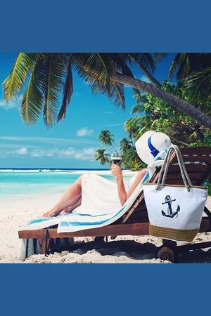 Merkloos Strandtas voor dames, zomertas, grote schoudertas met trekkoord, voor strand, vakantie, winkelen en reizen