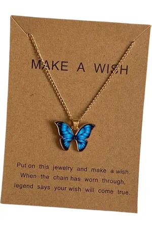 Jaynoi Vlinder ketting blauw - Ketting met hanger dames vlinder - Turquoise ketting met vlinder - Vriendschap - Vriendschapsketting dier - Vriendschap sieraden - BFF - Dames goud kleurig staal - Butterfly necklace blauw