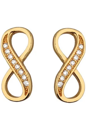 Zilver Goudkleur Oorbellen Dames - Infinity Oorbellen Zirconia - Oorbellen goudkleurig echt - Valentijn cadeautje voor haar - Amona Jewelry