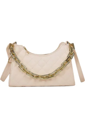 eCarla Elegante eco-leren schoudertas met ketting - Creme