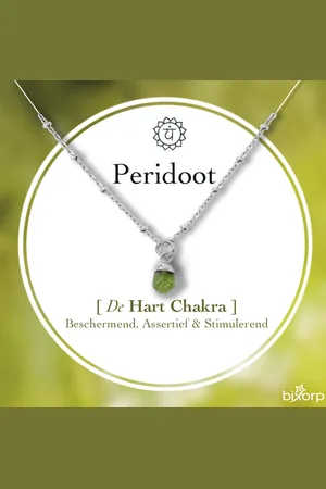 Bixorp Gems Ruwe Peridoot Chakra Ketting - Zilverkleurig Roestvrij Staal - 36cm + 8cm verstelbaar