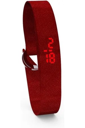 Too Late Digitaal horloge - Fabric - katoenen band - Koraalrood