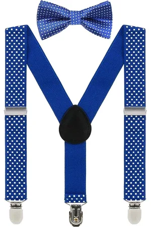 Fako Fashion Kinder Bretels Met Vlinderstrik - Kinderbretels - Vlinderdas - Strik - Stipjes - 65cm - Royal Blauw