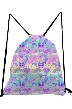 Akyol Gymtas Unicorn eenhoorn rainbow regenboog rugtas - tas - rugzak - gymtas - kinderrugzak - 35cm x 28cm - Roze -eenhoorn ruzgzak -unicorn trekkoord rugtas -unicorn gymtas