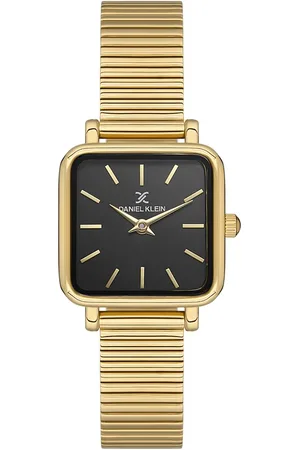 Daniel Klein DK.1.13474-3 - Horloge - Analoog - Vrouwen - Dames - Milanese/Mesh stalen band - Vierkant - Metaal - Streepjes - Goudkleurig - Zwart