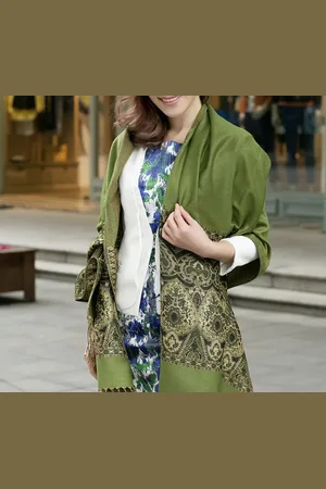 N3 Collecties Warme etnische stijl gouden Pashmina zijden sjaal voor dames ​