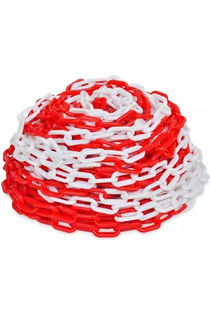vidaXL Veiligheidsketting - 30 - m - kunststof - rood - en - wit