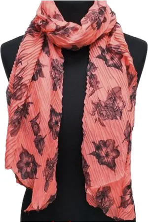 Merkloos Geribbelde Dunne Sjaal - Bloemenprint - 180 x 70 cm (13-82)