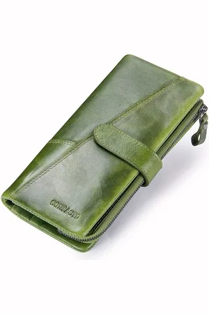 Contacts Leren portemonnee heren Crazy Horse Leather - portefeuille heren - mannen cadeautjes cadeau voor man - portemonnee heren pasjes houder - Top kwaliteit Leer