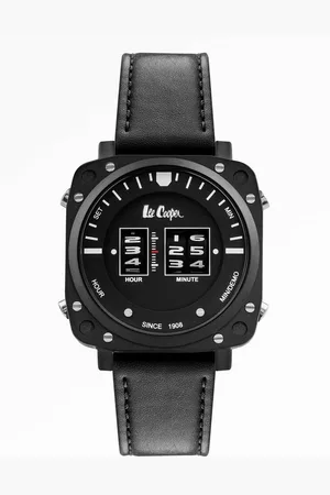 Lee LC07002.651 - Horloge - Analoog - Mannen - Heren - leren band - Zwart - Zilverkleurig - Wit
