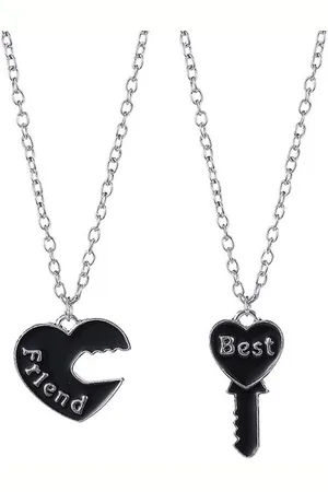 Fako Bijoux® Vriendschapsketting - BFF Ketting - Hart & Sleutel - Best Friend - Zwart
