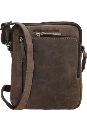 Hide & Stitches Idaho Crossbody Schoudertas Handige Ritsvakken - - 100% Leer