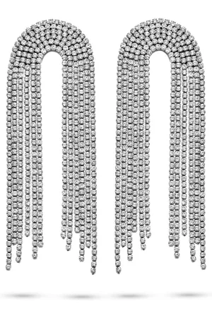 CO88 Oorbellen Dames - Oorhangers met Zirkonia - 86,6x27,4mm - Wit - Staal - - 8CE-70537