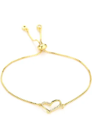 MICHELLE Romance armband - Verstelbaar - One Size - Strass - Lovely - Liefde - Valentijn - Goudkleurig