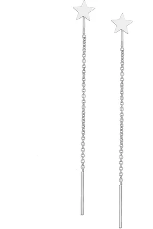EAR IT UP Doortrekoorbellen - Ster - Threader - Gerhodineerd 925 sterling - 60 x 6 mm - 1 paar