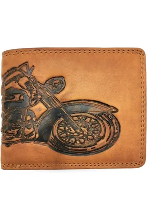 Hillburry Leren Portemonnee met Reliëf Motor - RFID - protector - Mooi soepel leer - Stijlvol en praktisch - (lxhxd) ca. 12,5cm x 10cm x 2,5cm