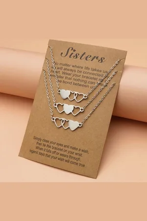 Bixorp Friends BFF Ketting voor 3 met Zilverkleurige Hartjes - Vriendschapsketting Meisjes - Best Friends Ketting Vriendschap Cadeau voor Drie