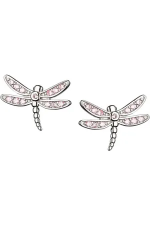 Zilver En Juffertje Zirkonia - en Dames Oorbelen - en Oorbellen Dames - Pink Zirconia Dragonfly Earrings - en Meisjes Oorbellen Waterjuffer - Amona Jewelry