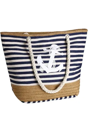 Merkloos Strandtas voor dames - Grote schoudertas met trekkoord voor strand, vakantie en winkelen. beach bag