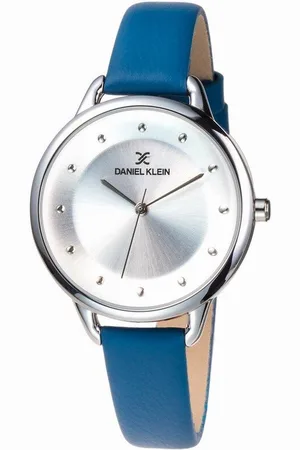 Daniel Klein DK11799-7 - Horloge - Analoog - Dames - Vrouwen - leren band - rond - Blauw - Zilverkleurig