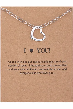 Bixorp Luck Zilveren Dames Ketting met Hart - "I Heart You" - 45/50cm - Cadeau voor Vrouw - Zilverkleurig