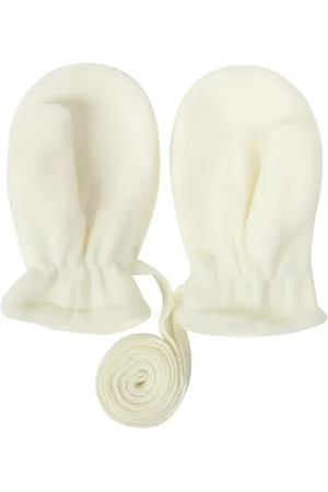 MINIIYOU Fleece Wantjes Kind met Koord - Wit/ Crème - 2-4 jaar