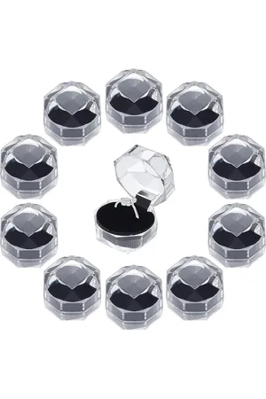 Merkloos 40 Stks Zwart Clear Plastic Ring Dozen - Opbergdozen voor Ringen en Oorbellen