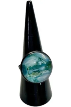 2 Love It Fantasy c - Ring - Verstelbaar in maat - Diameter 20 mm - Lila - - Groen - Turquoise - Zwart
