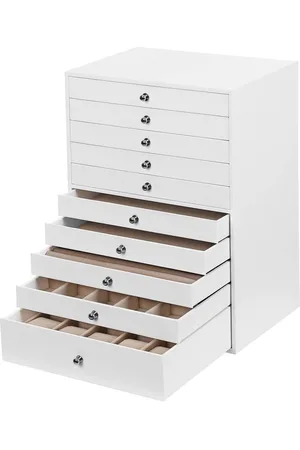Merkloos Grote sieradendoos met 10 niveaus van synthetisch leer - - Met laden en horlogekussen - 29 x 205 x 405 cm Sieradendoos