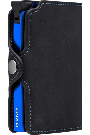 Merkloos Creditcardhouder RFID-bescherming afgeschermd - Slanke portemonnee voor dames heren - Kaarthouder ID-kaarthouder - Koolstofvezel geldclip - Zwart elektrisch blauw