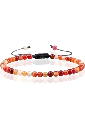 Memphis Fire Armband Natuursteen Kralen - Red Striped
