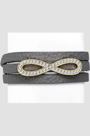 Amanto Armband Corn Grey - PU Leer - Messing - Infinity - 11mm - 55cm
