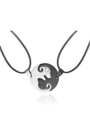 Bixorp Friends BFF Ketting voor 2 met Zwart & Zilverkleurige Hondjes - Vriendschapsketting Meisjes - Best Friends Ketting Vriendschap Cadeau voor Twee