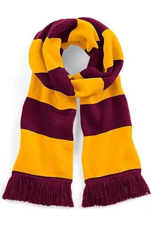 Beechfield Sjaal met brede streep oranje/bordeaux Unisex - sjaal lengte 182 cm