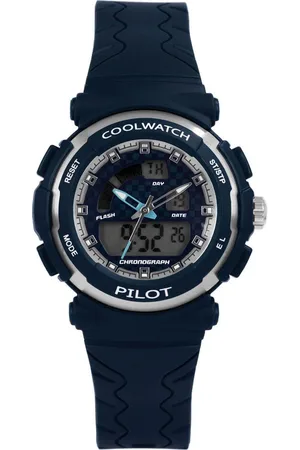 Coolwatch Pilot CW.272 - Analoog/ Digitaal horloge- Kunststof - 36 mm - Blauw