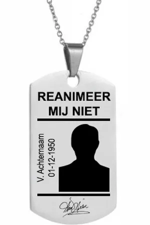 Amodi Niet-reanimerenpenning - Gepersonaliseerd - Dog Tag - Roestvrij staal