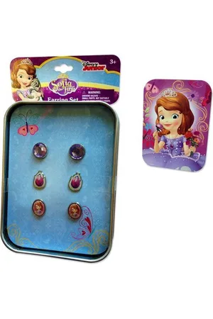 Disney Junior - Sofia het Prinsesje - Oorbellen - Oorknopjes - 3 Paar - Geschenkblikje - Meisjes - Paars.