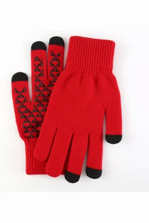 Merkloos 2 paar winter warme pluche en verdikte gebreide handschoenen - dames koudebestendige warme touchscreen handschoenen - heren handpalm antislip handschoenen