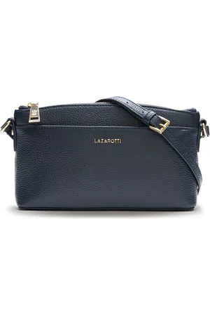 Lazarotti Leren Schoudertas Bologna Leather Crossbody Bag Donkerblauw